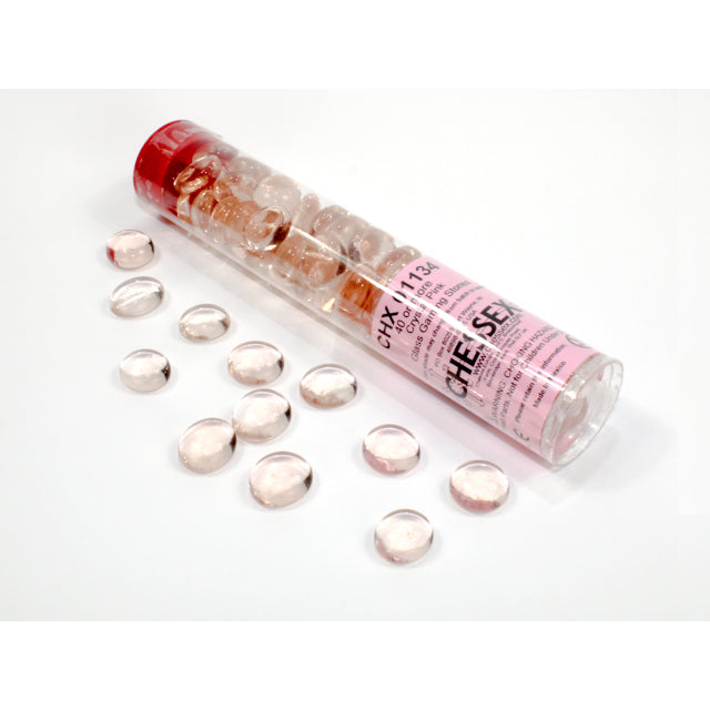 Chessex Translucent Pink Glass Stones Qty 40 or more in 5 1/2"