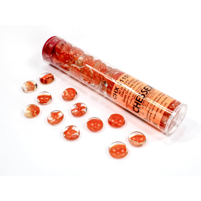Chessex Catseye Orange Glass Stones Qty 40 or more in 5 1/2"