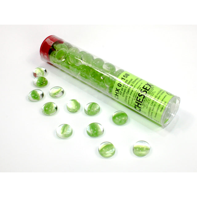 Chessex Catseye Green Glass Stones Qty 40 or more in 5 1/2" Tube