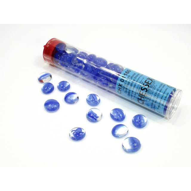 Chessex Catseye Dark Blue Glass Stones Qty 40 or more in 5 1/2"