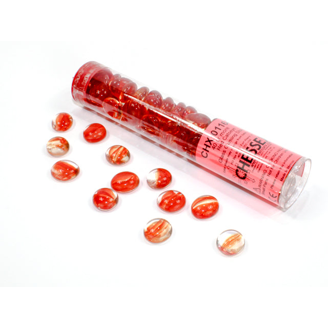 Chessex Catseye Red Glass Stones Qty 40 or more in 5 1/2" Tube