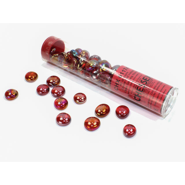 Chessex Iridized Red Glass Stones Qty 40 or more in 5 1/2" Tube