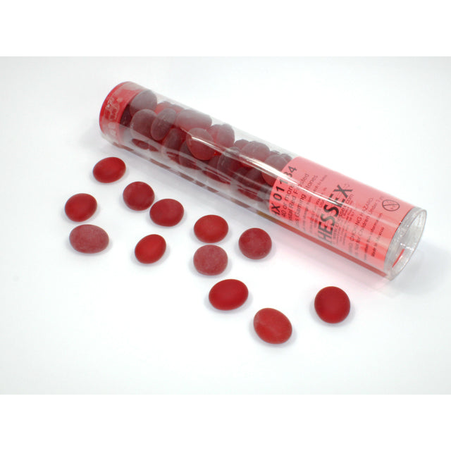 Chessex Frosted Red Glass Stones Qty 40 or more in 5 1/2" Tube