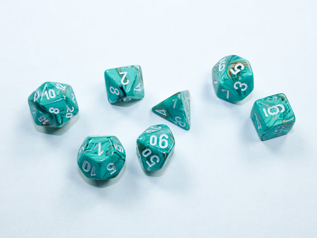 Chessex Marble Mini-hedral Oxi-Copper/white 7-Die Set
