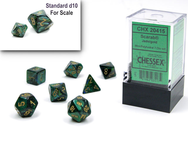 Chessex Scarab Mini-hedral Jade/gold 7-Die Set