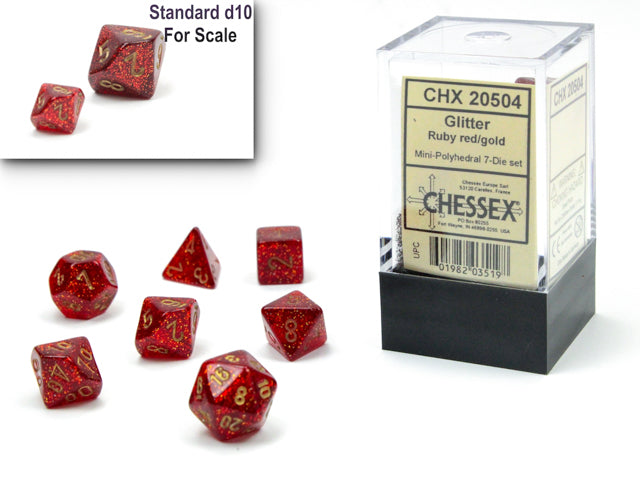 Chessex Glitter Mini-hedral Ruby/gold 7-Die Set