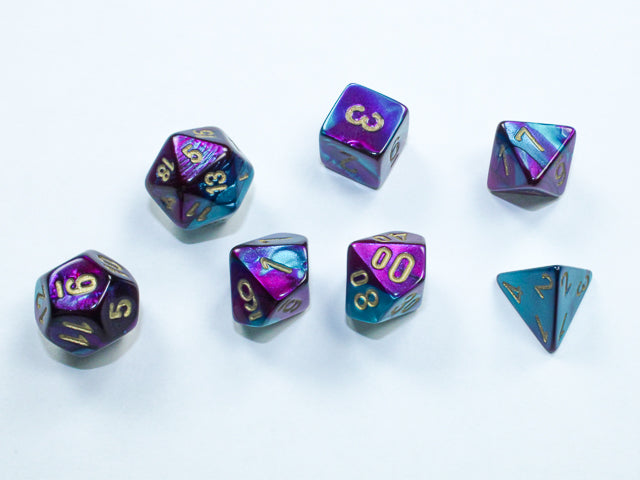 Chessex Gemini Mini-hedral Purple-Teal/gold 7-Die Set