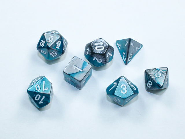 Chessex Gemini Mini-hedral Steel-Teal/white 7-Die Set