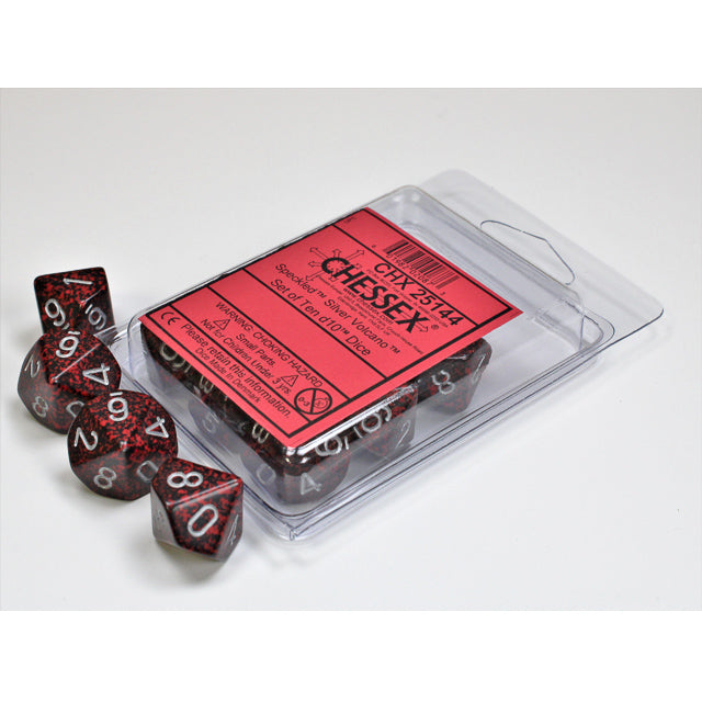 Chessex Speckled Silver Volcano Set of Ten d10s