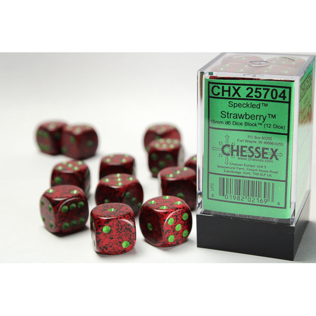 Chessex Speckled 16mm d6 Strawberry Dice Block (12 dice)