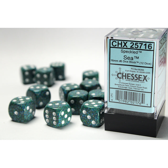 Chessex Speckled 16mm d6 Sea Dice Block (12 dice)