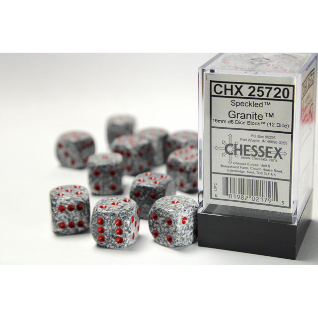 Chessex Speckled 16mm d6 Granite Dice Block (12 dice)