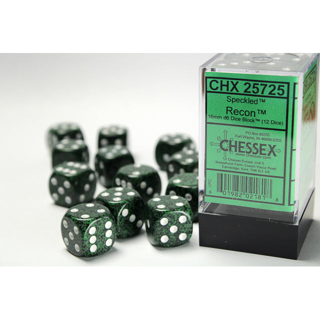 Chessex Speckled 16mm d6 Recon Dice Block (12 dice)