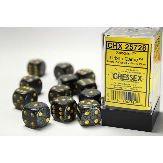 Chessex Speckled 16mm d6 Urban Camo Dice Block (12 dice)