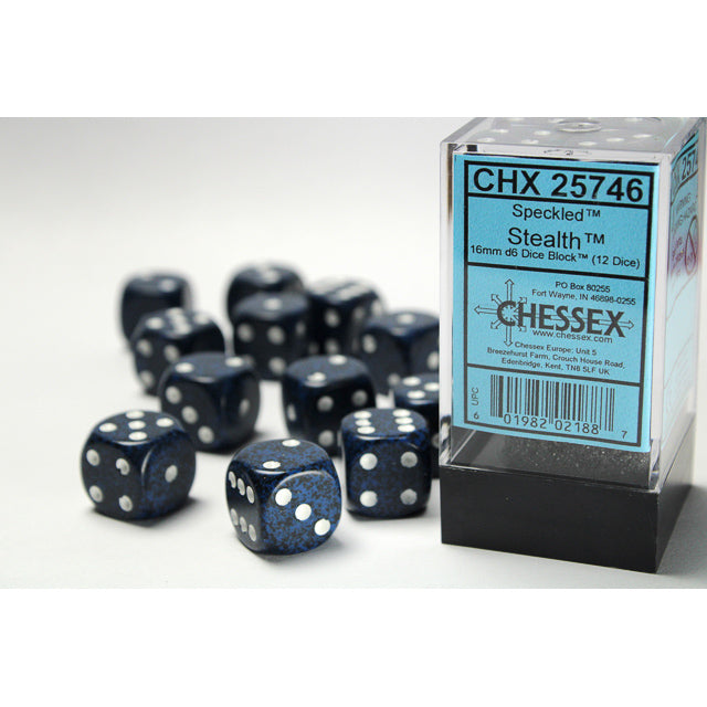 Chessex Speckled 16mm d6 Stealth Dice Block (12 dice)