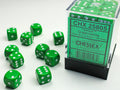 Chessex Opaque 12mm d6 (36 Dice) Green/white