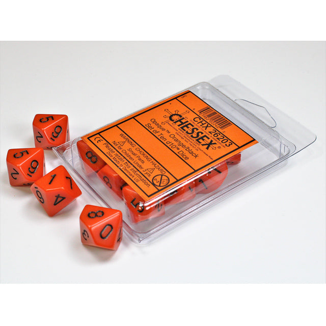 Chessex Opaque Orange/black Set of Ten d10s