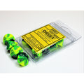 Chessex Gemini Green-Yellow/silver Set of Ten d10s