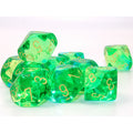 Chessex Gemini Translucent Green-Teal/yellow Set of 10 d10s