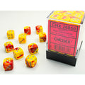 Chessex Gemini 12mm d6 Red-Yellow/silver Dice Block (36 dice)