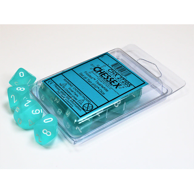 Chessex Frosted Teal/white Set of Ten d10s