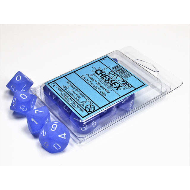 Chessex Frosted Blue/white Set of Ten d10s