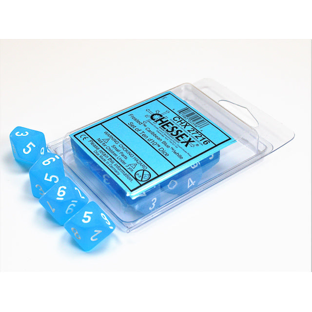 Chessex Frosted Caribbean Blue/white Set of Ten d10s