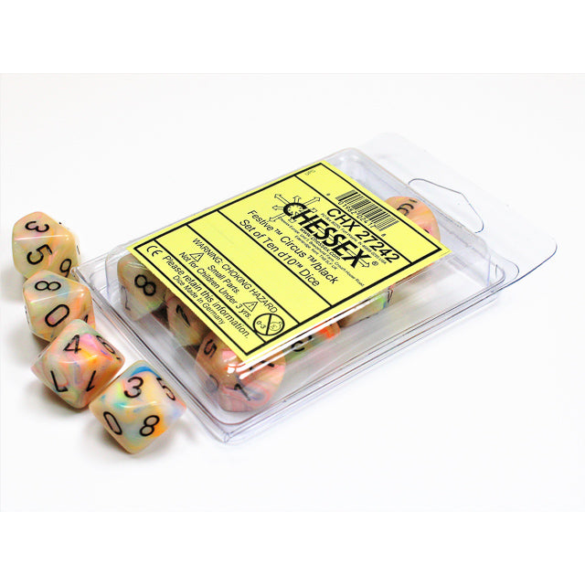 Chessex Festive Circus/black Set of Ten d10s