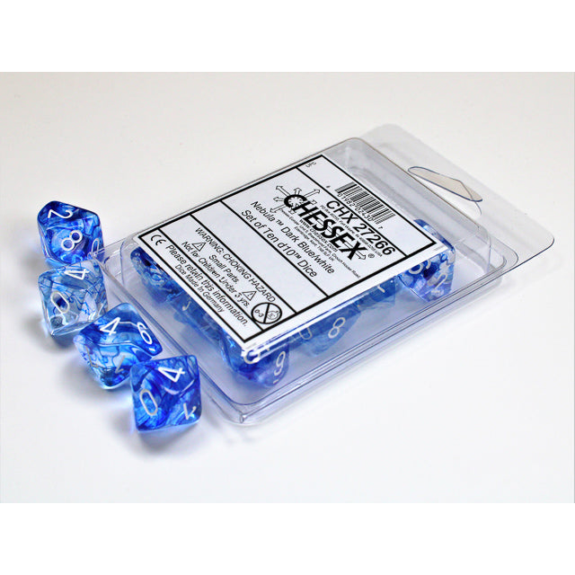 Chessex Nebula Dark Blue/white Set of Ten d10s