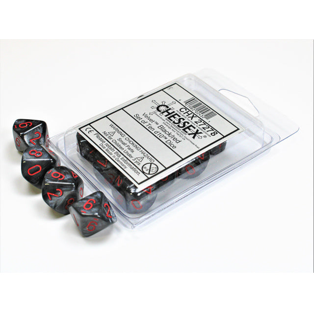 Chessex Velvet Black/red Set of Ten d10s