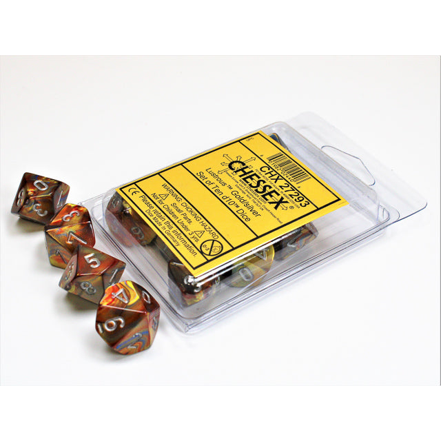 Chessex Lustrous Gold/silver Set of Ten d10s