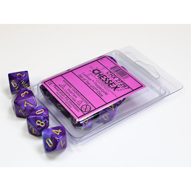 Chessex Lustrous Purple/gold Set of Ten d10s