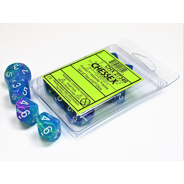 Chessex Festive Waterlily/white Set of Ten d10s