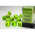 Chessex Vortex 16mm d6 Bright Green/black Dice Block (12 dice)