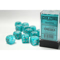 Chessex Cirrus 16mm d6 Aqua/silver Dice Block (12 dice)
