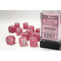 Chessex Ghostly Glow 16mm d6 Pink/silver Dice Block (12 dice)