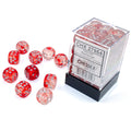 Chessex Nebula 12mm d6 Red/silver Luminary Dice Block (36 dice)
