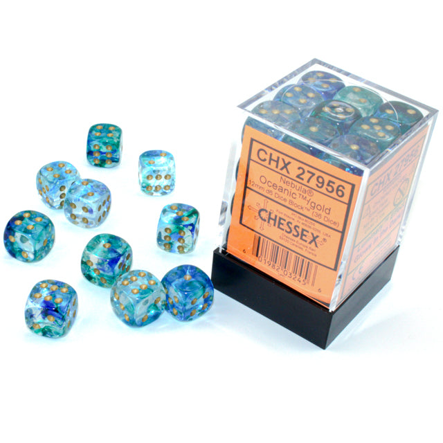 Chessex Nebula 12mm d6 Oceanic/gold Luminary Dice Block (36 dice
