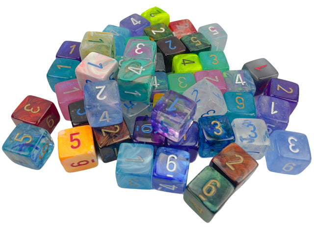 Chessex Bag of 50 assorted Signature d6 Dice