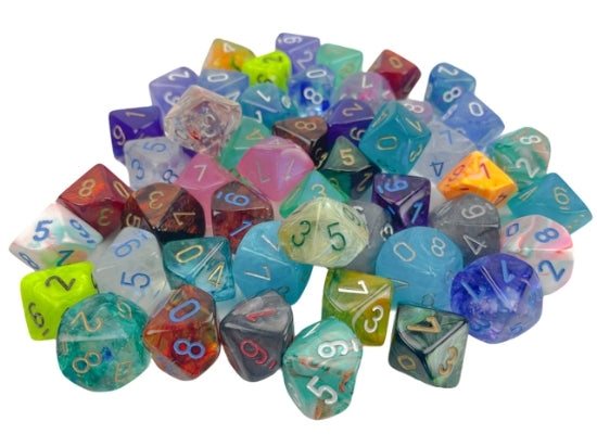 Chessex Bag of 50 assorted Signature d10 Dice