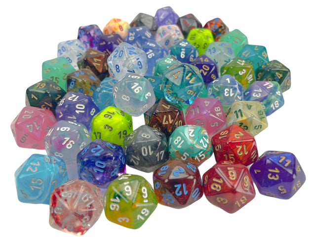 Chessex Bag of 50 assorted Signature d20 Dice