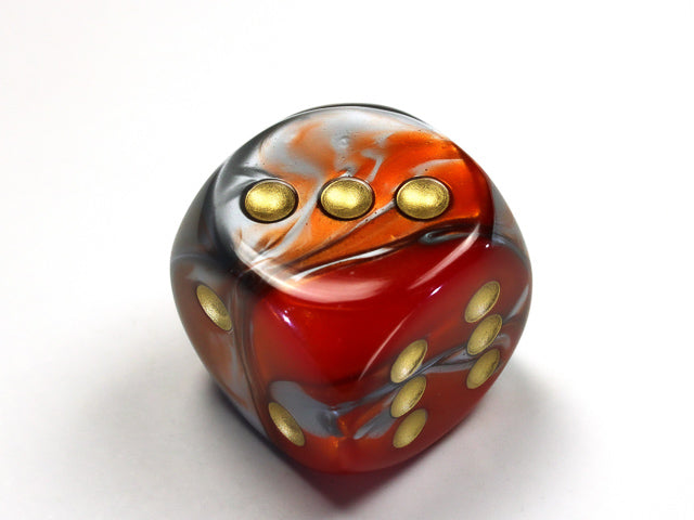 Chessex Gemini Orange-Steel w/gold Classic Polyh