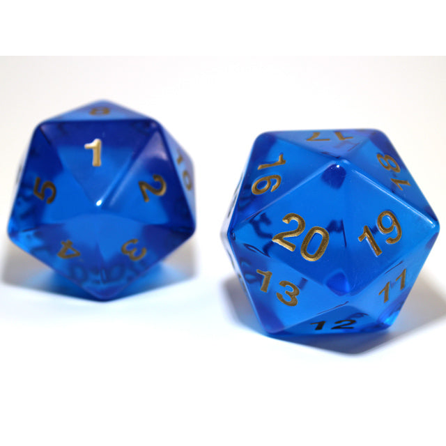 Chessex 55mm Jumbo d20 Translucent Blue w/gold