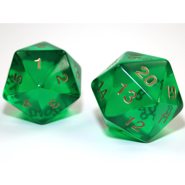 Chessex 55mm Jumbo d20 Translucent Green w/gold