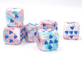 Chessex CHXXH6003 Festive Pop Art/Blue w/ Heart Pips Luminary Single D6 Dice (16mm) (9250468266221)
