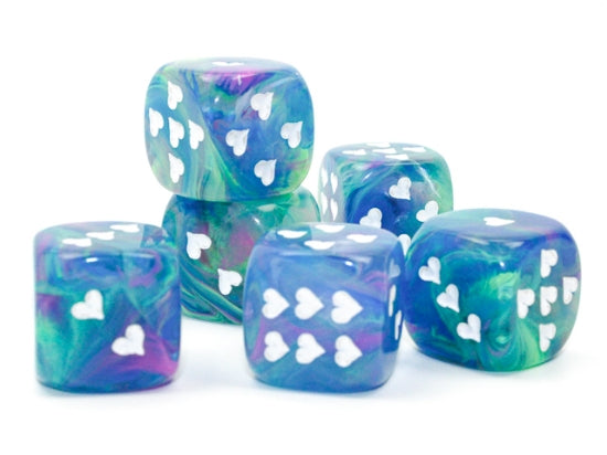 Chessex Festive Waterlily/White w/ Heart Pips Luminary Single