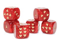 Chessex Glitter Ruby Red/Gold w/ Heart Pips Luminary Single D6