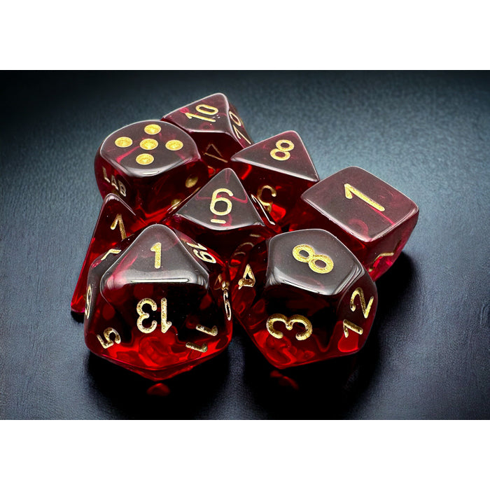 Chessex Translucent Polyhedral Crimson/gold 7-Die Set (with