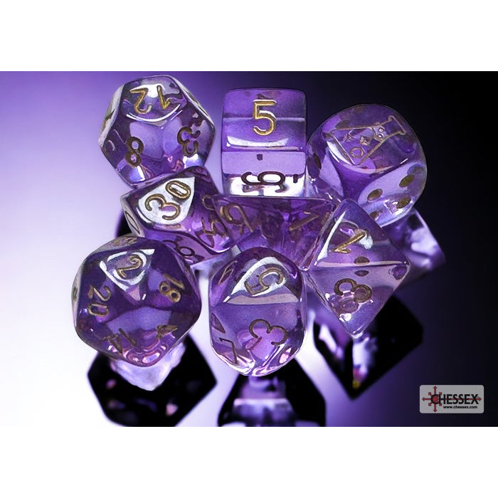 Chessex Translucent Polyhedral Lavender/gold 7-Die Set (with
