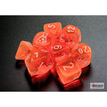 Chessex Translucent Polyhedral Neon Orange/white 7-Die Set